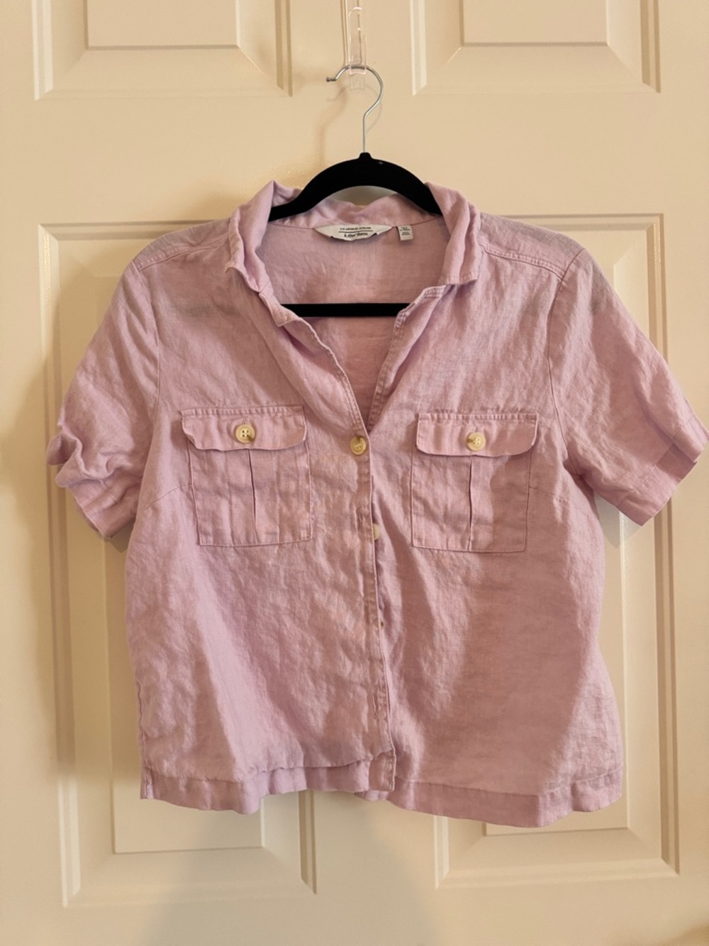 & Other Stories Pale Pink Short-Sleeve Linen Button-Down Shirt